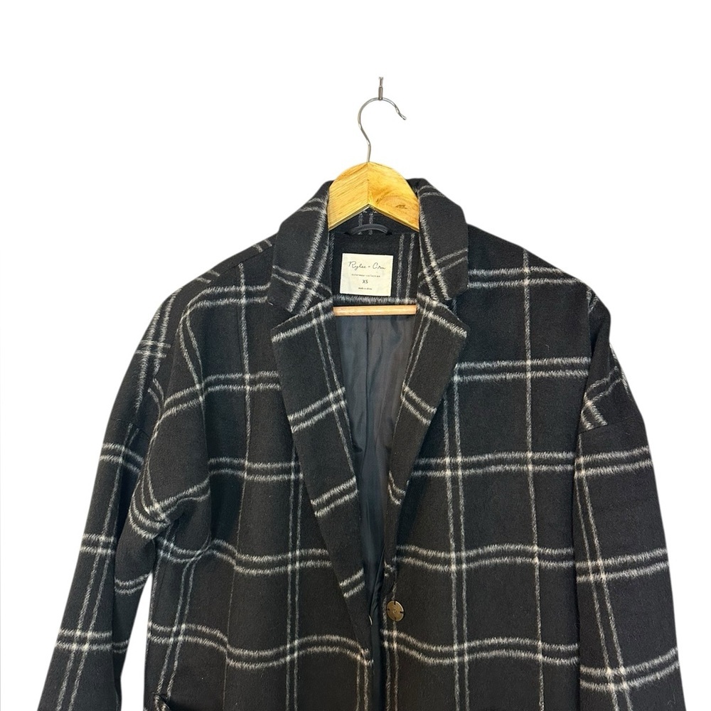 Rylee + Cru Women’s plaid Coat black white XS - Picture 3 of 7